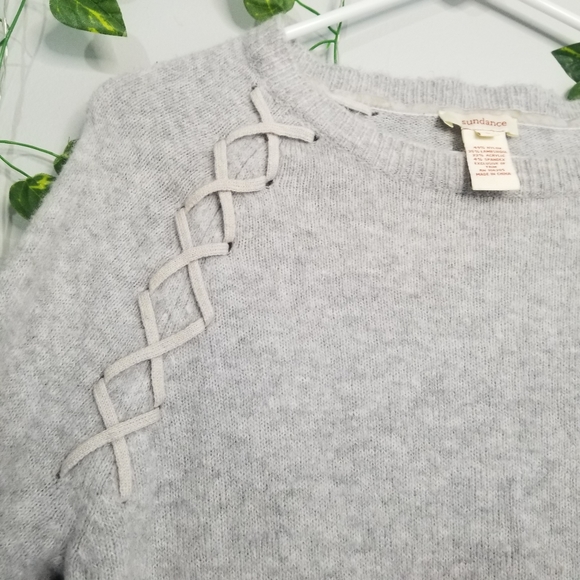 Sundance Cross Stitch Accent Womens Crew Neck SM Hi Low Pullover Sweater - Picture 2 of 9